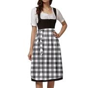 Generisch Women's Dirndl Dress with Large Gingham Check, Traditional Costume Dress with Bodice and Apron, Classic Oktoberfest Outfit, Style_n06 Gray, M