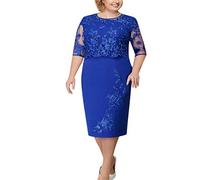 Generisch Women's Dresses Plus Size Cape Lace Dress Short Sleeve Hollow Out Lace Half Sleeves Festive Dresses Plain Elegant Ball Dress Cocktail Dress Casual Dress Elegant, blue, L