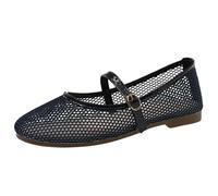 Generisch Women's Elegant Ballet Flats, Lace Mary Jane Ballet Flats, Breathable Mesh Flats with Bow, Square Lace, Wedding Shoes Flat, Comfortable for Summer, Leisure and Party