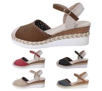 Generisch Women's Elegant Sandals with Heel, Espadrilles for Women Wedge Heel White Lightweight Outdoor Sandals Wedges Clip Pumps Office Shoes Fashionable Knitted Sandals E Summer Shoes Comfortable