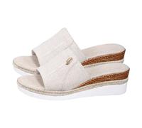 Generisch Women's Espadrilles for Wedge Heel Mules Platform Slippers Open Toe Women's Sandals with Footbed Casual Shoes Breathable Slippers Anti Sweat Mules Bohemian Slippers, beige, 8 UK