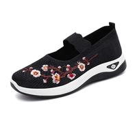 Generisch Women's Fabric Shoes Summer Flat Mouth Soft Bottom Not Tired Feet Shoes A Stirrup Leisure Embroidery Shoes Female, black, 8 UK