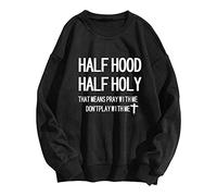 Generisch Women's Fashion Letter Long Sleeve Sweatshirt with Tops Pullover Women's Pullover Elegant Sexy, black, M