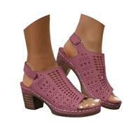 Generisch Women's fashionable sandals with open toe and high heel for casual trips, beach holidays and evening dates, with adjustable fastener, Wine Red, 5 UK