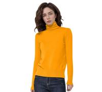 Generisch Women's First Line Wool Jumper without Seams Turtleneck Long Sleeve Knitted Jumper Tops Soft Winter, yellow, XL