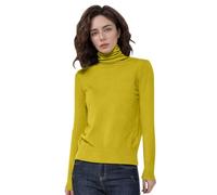 Generisch Women's First Line Wool Jumper without Seams Turtleneck Long Sleeve Knitted Jumper Tops Soft Winter, Light yellow, XXL