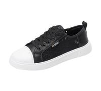 Generisch Women's Flat Dirndl Shoes Lace Costume Trainers, black, 6 UK