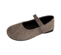 Generisch Women's Flat Mary Jane Shoes Low Shoes with Adjustable Strap and Round Cap Comfortable Wardrobe Essential for Everyday Office and City Trip, Style A02 Brown, 8.5 UK