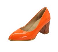 Generisch Women's Flat Mouth High-Heeled Casual Shoes in Bright Design Plain Thick Profiled for Elegant Everyday Looks, orange, 9 UK