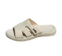 Generisch Women's flat slippers with open toe for summer leisure aspects, versatile outdoor beach companion, ideal for combining with jeans, light summer looks, beige, 6 UK