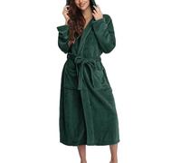 Generisch Women's Fleece Terry Towelling Fluffy House Coat Long Winter Thick Dressing Gown Thermal Cosy Sauna Gown Baggy Plush Bathrobe Leisure Suit with Hood and Pockets