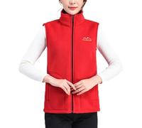Generisch Women's Fleece Vest with Zip and Stand-Up Collar, Lightweight and Warm Vest for Sports and Leisure, Sleeveless Jacket for Layered Look, style_a06 red, XL