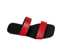 Generisch Women's Flip Flops in Candy Colours for Outdoor Use, Plain Flat, Roman Sandals, Women's Flat, Casual Slip-On Beach Shoes, Black Shoes, Slippers Summer, red, 9 UK