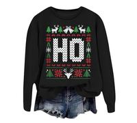 Generisch Women's Fluffy Bathrobe Without Women's Winter Fashion Sweatshirt with Festive Christmas Print and Crew Neck Black Jumpsuit Men, black, XXL