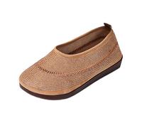 Generisch Women's Foot Stirrups Round Head Flat Mouth Casual Comfortable Flat Simple Casual Shoes Extra Wide Shoes Women, khaki, 6 UK