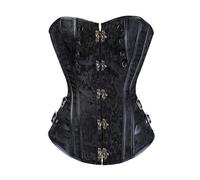 Generisch Women's Full Breast Faux Leather Steampunk Corset Pirate Corset Halloween Corset Top Pirate Costume Gothic Top, black, 4XL