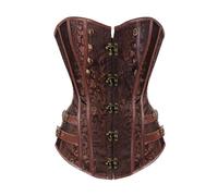 Generisch Women's Full Breast Faux Leather Steampunk Corset Pirate Corset Halloween Corset Top Pirate Costume Gothic Top, brown, M