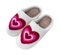 Generisch Women's Funny Cosy Winter Slippers for Couples, Suitable for Indoor and Outdoor Use with Heart Motif, Wine Red, 9 UK