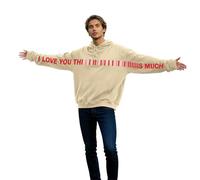 Generisch Women's Funny Hoodie with I Love You This Much Print for Adults Couples Friends Oversize Comfortable Sweatshirts with Hood Unisex Casual Hoodie Tops, O Beige, XL