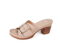 Generisch Women's Funny Slippers for Everyday Use, Casual Clothing, Toe Design, Upper Material, Wedge Heel, Comfortable Slip-On Shoes for Spring Summer, beige, 10 UK