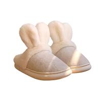 Generisch Women's Funny Slippers for Women Rabbit Slippers Cute Slippers Cuddly Slippers Cute Felt Slippers Lightweight Winter Shoes Super Soft Felt Slippers, White, 8.5 UK