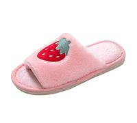 Generisch Women's Fuzzy Faux Memory Foam Flat Slide Slippers Women Felt Slippers 2025 Slippers Girls Fluffy Lambskin Slippers, pink, 8 UK
