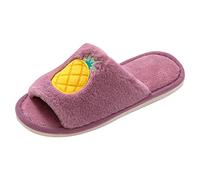 Generisch Women's Fuzzy Faux Memory Foam Flat Slide Slippers Women Felt Slippers 2025 Women's Slippers Warm with Memory Foam Lambskin Slippers, purple, 4 UK