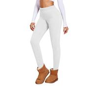 Generisch Women's German Velvet Leggings High Waist Casual Solid Color Yoga Warm Activities, White, M