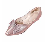 Generisch Women's Glitter Ballet Flats with Sequin Trim - Flat Party Shoes in Silver and Multicoloured | Elegant Everyday Shoe for Parties and Special Occasions, Style X02 Pink, 8.5 UK