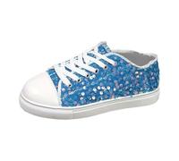 Generisch Women's Glitter Trainers Sequins Casual Shoes Women's Lace-Up with Sequins Flat Low Top Shoes Breathable Lightweight Trainers Carnival Party Disco Factory Running Shoes, sky blue, 8.5 UK