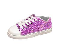 Generisch Women's Glitter Trainers Sequins Women's Lace-Up Casual Shoes with Sequins Flat Low Top Shoes Breathable Lightweight Trainers Carnival Party Disco Factory Running Shoes, purple, 5 UK