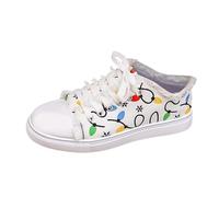 Generisch Women's Glitter Trainers Sequins Women's Lace-Up Casual Shoes with Sequins Flat Low Top Shoes Breathable Lightweight Trainers Carnival Party Disco Factory Running Shoes, White, 7 UK