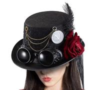Generisch Women's Gothic Hats with Rose Glasses Chain Design