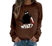 Generisch Women's Gothic Hoodie Black Punk Hoodie Moon Sweatshirt with Hood Sweat Jacket Halloween Carnival Costume Streetwear Party Leisure Clothing, coffee, M