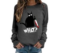 Generisch Women's Gothic Hoodie Black Punk Hoodie Moon Sweatshirt with Hood Sweat Jacket Halloween Carnival Costume Streetwear Party Leisure Clothing, darkgray, S