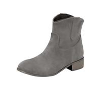 Generisch Women's half boots with heel, ankle boots, women's beige suede with block heel, faux suede boots, western boots, slip-on boots, short boots, cowboy boots, women's boots, gray, 4 UK