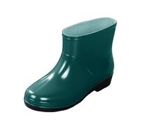 Generisch Women's Half Height Rubber Ankle Boots, Wellington Boots, Wide Shaft, Non-Slip, Waterproof, Calf, Ankle Boots, Rain Boots, Rain Boots, Rain Shoes, Garden Shoes, Green, 8.5 UK