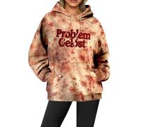 Generisch Women's Halloween Themed Hoodie for the Season, Long Sleeve Sweatshirt with Blood Splashes, Perfect for Casual Wear, Parties, Hoodie With Roses, Red 1, L