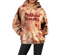 Generisch Women's Halloween Themed Hoodie for the Season, Long Sleeve Sweatshirt with Blood Splashes, Perfect for Casual Wear, Parties, Hoodie With Roses, Red 4, M