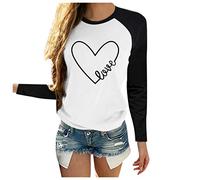 Generisch Women's Heart-Shaped Sleeve Day Neck Casual Top Long Valentine's O Women's Blouse Blouses Women's Summer, black, 3XL