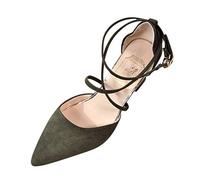 Generisch Women's High Heels Strappy Pumps Stiletto Strappy Pumps Open Toe Sandals Strappy Sandals Elegant Summer Outdoor Shoes Vintage Party Shoes Holiday Plan Business Shoes, Army Green, 4 UK