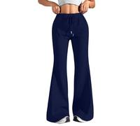 Generisch Women's High Waist Jogging Bottoms, Autumn/Winter, Warm Flared Sports Trousers, Plain, Loose, Comfortable Fitness Trousers, Outdoor Yoga Workout Sweatpants with Drawstring and Pockets, S-3XL