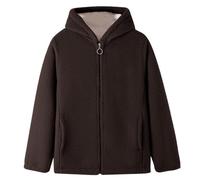 Generisch Women's Hooded Jacket Made of Teddy Fleece with Sherpa Lining - Cuddly Reversible Look Jacket with Zip | Soft and Warm Jacket for Autumn and Winter, style_j02 brown, 4XL