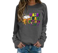 Generisch Women's Hoodie Carnival Print Casual All Fit Office Outfit Women, darkgray, XXL