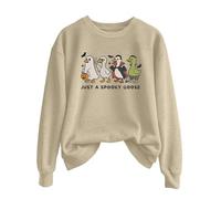 Generisch Women's Hoodie Sweatshirt Just A Goose Pullover for Winter Long Sleeve Crew Neck Plain with Halloween Print, beige, S