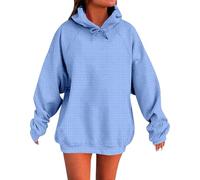 Generisch Women's Hoodie, Waffle Pullover with Hood, Sweatshirt, Plain Hoodie, Elegant Hooded Hoodie, Oversize Long Sleeve Shirt, Basic Sweatshirt for Transitional Period, Casual Streetwear