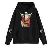 Generisch Women's Hoodie with Winter Highland Cow Hoodie with Cow in Winter Outfit Cute Sweatshirt for the Cold Season, style_m02 black, XXL