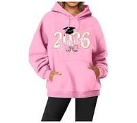 Generisch Women's Hoodies & Sweatshirts Letter Print Pullover Long Sleeve Casual Hooded Sweatshirt for Comfortable Winter Clothing Blouse with Pullover Women's 2 in 1, pink, L