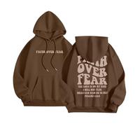 Generisch Women's Hoodies with Letter Print, Long Sleeve Hoodie with Pockets, Small Women's Sweatshirt, coffee, XXL