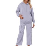 Generisch Women's Jogging Suit Set with Hood Sports Suit 2-Piece Trouser Suit Sporty Hoodie and Trousers Long Sleeve Leisure Suit Loungewear Sets Cuddly Tracksuit Leisure Suit, GY2, XXL